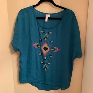Blue Aztec embellished blouse francescas